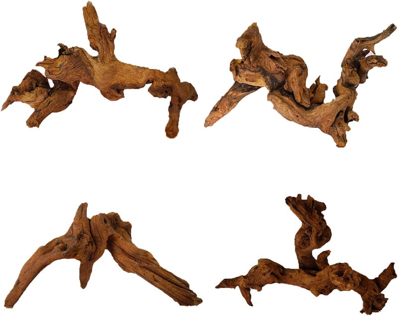awenyzen Natural Aquarium Driftwood for Fish Tank & Reptile Terrarium Decor – 4 Pcs Assorted Natural Wood Branches 4-8 Inch, Aquarium Decorations for Shrimp, Betta, Lizards - Image 1